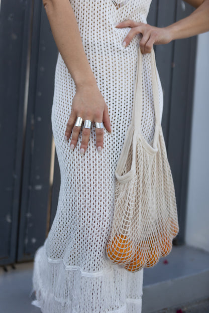 λευκο φορεμα με κροσσια- beachwear - fitmeup.gr