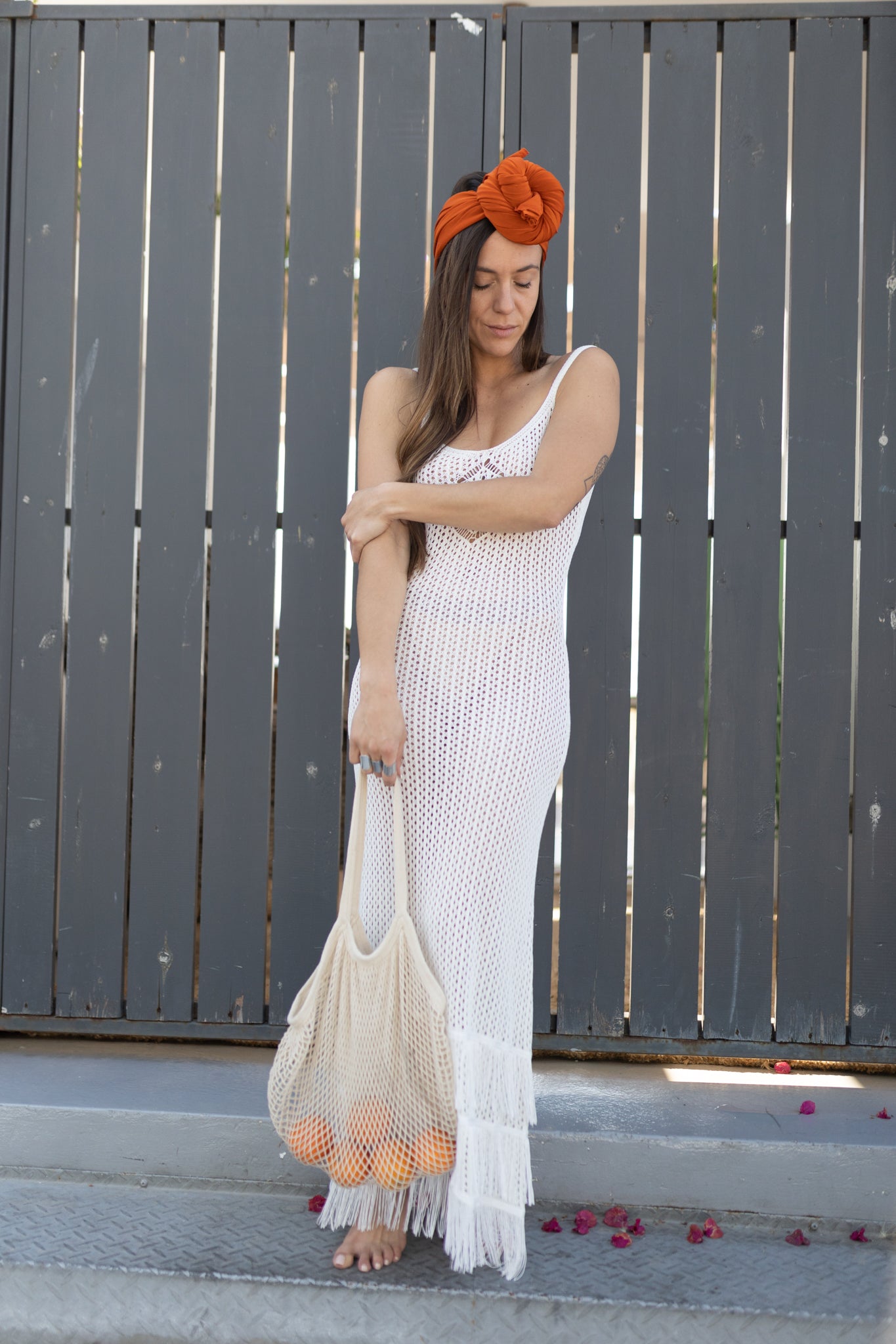 λευκο φορεμα με κροσσια- beachwear - fitmeup.gr